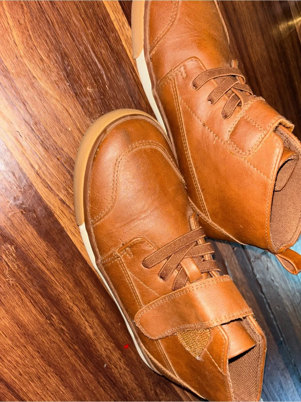 wonder nation Boys Tan Brown High Top Dress Shoes